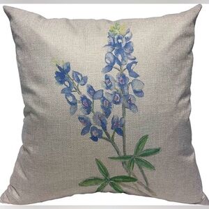 1 Decorative Throw Pillow Cover. Texas Bluebonnets. Square 18” x 18”. NWOT.